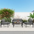 thumbnail image 3 of Zateety Aluminum Modern 4 Piece Sofa Seating Group for Patio Garden Outdoor Black, 3 of 10