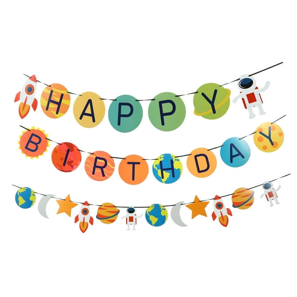 KAKOWELY 1 pancarta de papel con temática de astronauta para fiesta de cumpleaños, decoración colgante