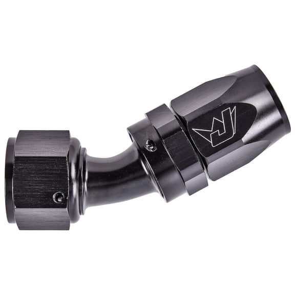 JEGS AN 30-Degree Max Flow Swivel Hose End [-12 AN Female to -12 AN Hose, Black]