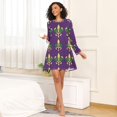thumbnail image 4 of FORMRS Womens Long Sleeve Nightgowns Crew Neck Sleep Shirt Soft Pajamas Sizes S-3XL, Gold and Green Floral Pattern, 4 of 8