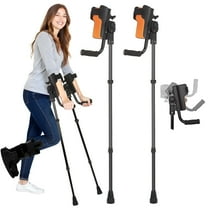 Vessgra 3-Angle Adjustable Forearm Crutches for Adults, Foldable Arm Crutches with EVA Elbow Support and Non-Slip Handles, Lightweight Aluminum Walking Support (1 Pair)