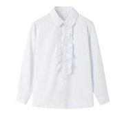 AherBiu Kids Girls Clothes Dress Tops Button down Shirt Lapel V Neck School Shirts Teens Formal Blouse