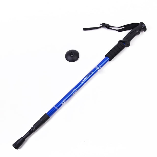 Bastón de montañismo telescópico plegable con mango recto, bastón de tres secciones, muleta de senderismo, bastón para caminar, equipo para exteriores