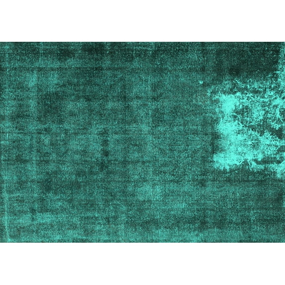 Ahgly Company Machine Washable Indoor Rectangle Persian Turquoise Blue Traditional Area Rugs, 8' x 10'