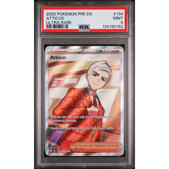 2025 Pokemon Scarlet and Violet Prismatic Evolutions Ultra Rare Atticus #134 PSA 9