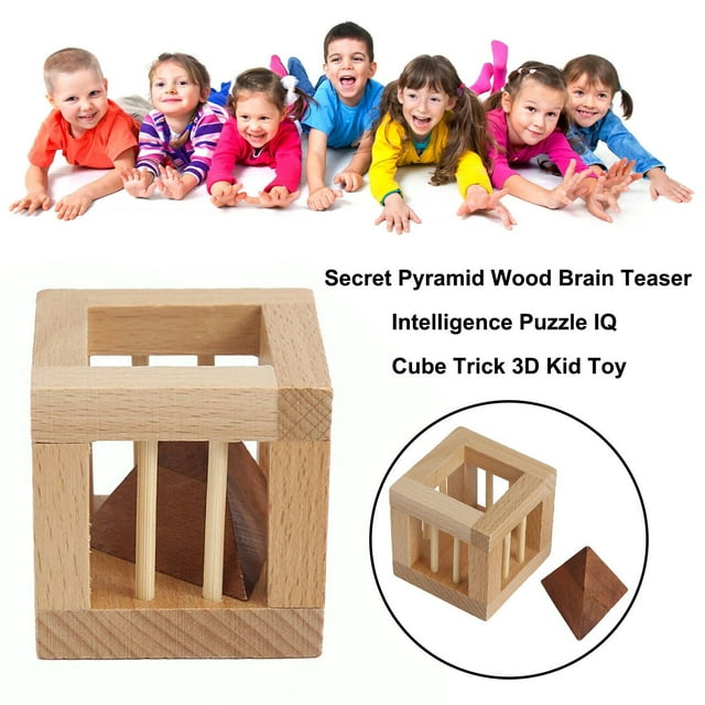 IMENGL 2022 Secret Pyramides Wood Brain Teaser Intelligence Puzzle IQ Cube Trick 3D Kid Toy Airplane Activities for Kids Ages 4-8,Baby Stacking Rings,Kid Activities,Kids Activities Ages 4-8,Construc