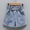 Blue, variant on uublik Girls Athletic Denim Shorts Elastic Waistband Bright with Pockets Hole Denim Shorts Sizes 4-15