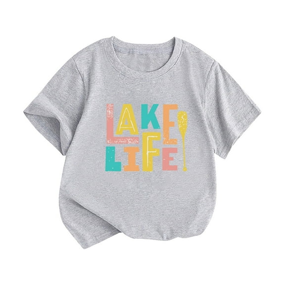 LNMQLPDBS Baby Clothes Unisex Toddler Letters Graphic Print Short Sleeve T Shirts Kids Crewneck Sport Tees Baby Boys Girls Summer Tops Grey 12-18 Months