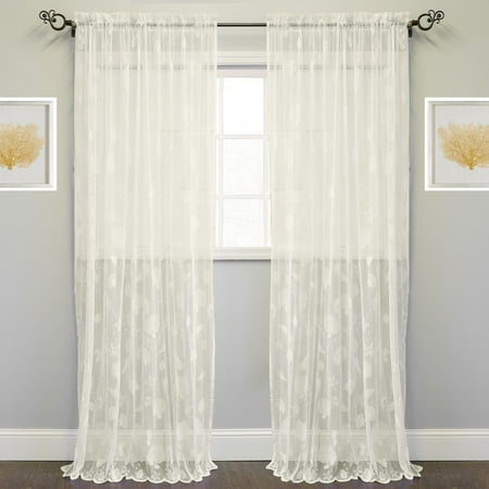 - Knitted Lace Window Curtain Single Panel Marine Life Motif 56
