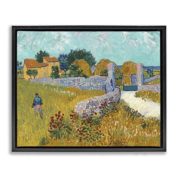 Stupell Industries Farmhouse In Provence Black Framed Floater Canvas Wall Art, design by Vincent Van Gogh