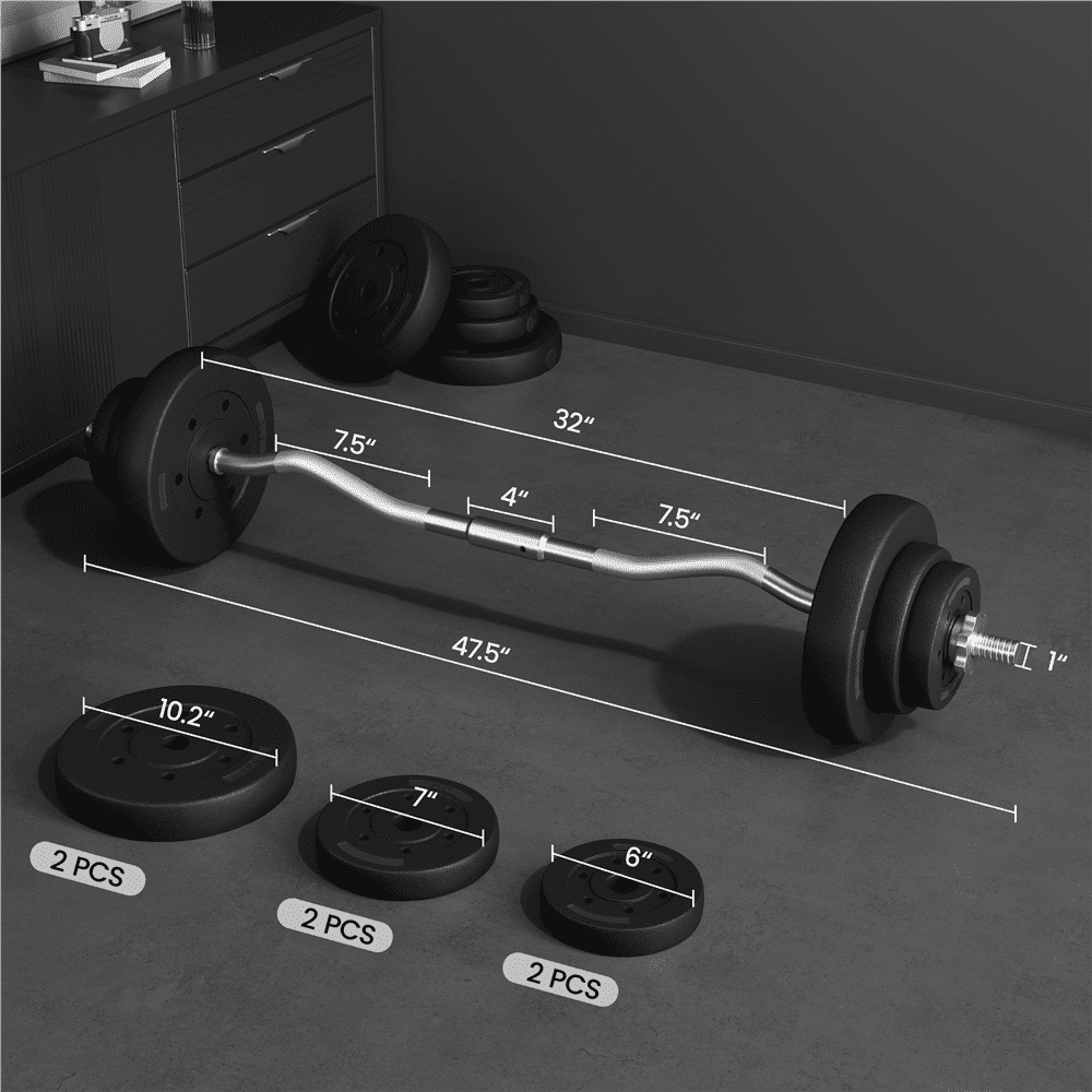Alden Design 44 lb Barbell Weight Set with Plates and Star Locks, Black