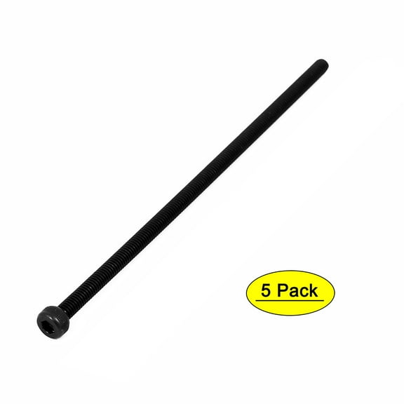 M4x110mm Fully Thread Hex Socket Head Knurled Cap Screw Bolt Black 5pcs