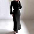 thumbnail image 1 of YUTK Robes pour Femmes en Liquidation, Robe d'Hiver Douce et Mince à Manches Trompette Plissées et Col Rond pour Femmes Noir TTG, 1 of 7
