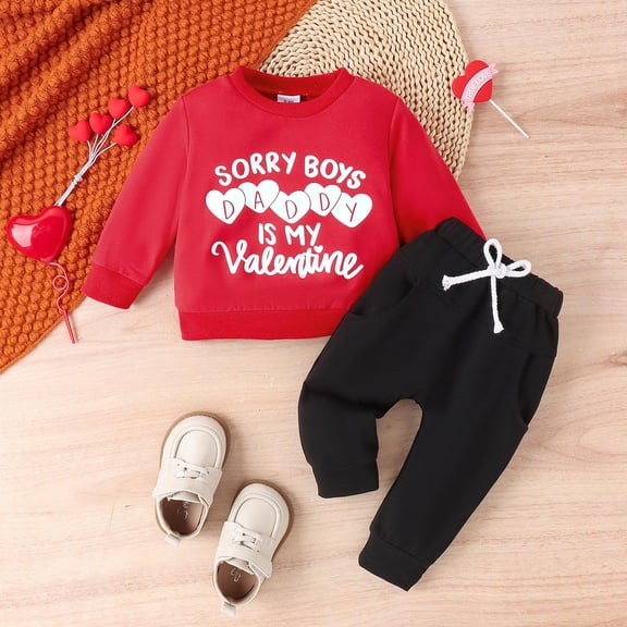Little Boy Outfits Size 4t Long Sleeve Cartoon Print Fashion Pullover Tops and Jogger Pants Valentine's Day 2 Piece Outfits for Kids Fall,6-12 Months
