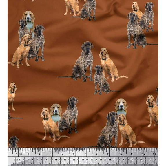 Soimoi Cotton Duck Fabric Beagle,Cane Corso & English Cocker Spaniel Dog Print Sewing Fabric Yard 56 Inch Wide