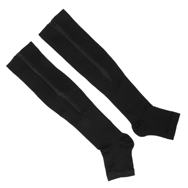 Circulation Support Socks, Elasticity Sports Compression Socks Breathable Compression Stockings Personalized With Side Zipper For Athletic Running L/XL