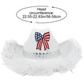 thumbnail image 3 of Yvsxxv White Patriotic Star Bow Western Cowgirl Hat, Independence Day Party Hat, 1 Pc, 3 of 7