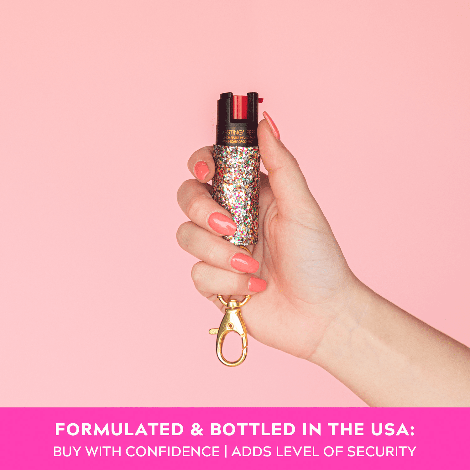 BLINGSTING Essentials Pepper Spray for Self Defense, Confetti Glitter, 2 Pack, 1 in x 1 in x 3 in