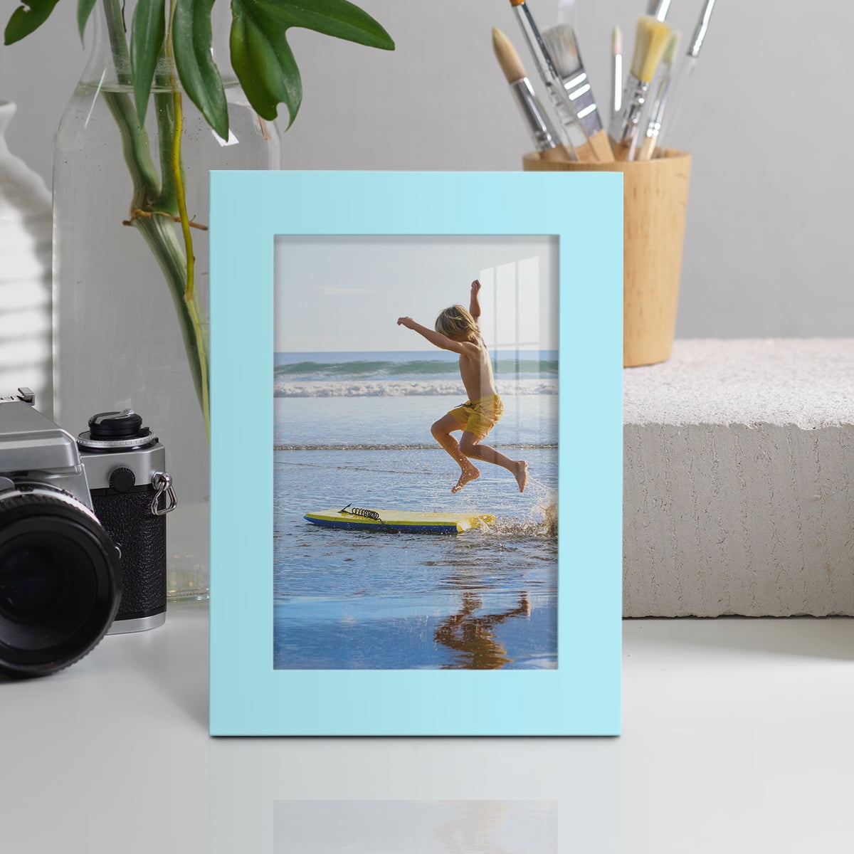 Modern Real Wood 5x7 inch Picture Frame in Blue