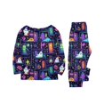 thumbnail image 4 of Halloween Pjs, Halloween Family Matching Pajamas Set, Purple Neon Ghost Door Pumpkin Stair Long Sleeve Sleepwear, Graphic Loungewear, Soft Cozy Holiday Nightwear for Parties & Gatherings, 4 Y, 4 of 7