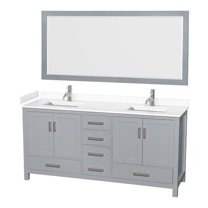 Wyndham Collection Sheffield 72" Metal & Wood Double Bathroom Vanity in Gray
