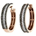 thumbnail image 3 of 10K Rose Gold Round & Baguette Brown Diamond Tiered Hoop/Huggie Earrings 1 CT., 3 of 4