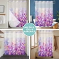 thumbnail image 5 of No Hook Shower Curtain with Snap in Liner, Watercolor Flowers on Purple Waterproof Bath Curtain Double Layers with See Through Top Window, Nature Floral Plant Hotel Shower Curtains 36x72in, 5 of 9