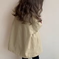 thumbnail image 6 of Girls Trench Coat Mid Length Long Sleeve Colorblock Lapel Collar Double Breasted Cotton Winter Jacket Overcoat (2 Years, Khaki), 6 of 7