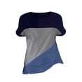 thumbnail image 4 of Pxiakgy Women's Color Block Short Sleeve Tops Casual Summer T-Shirt Loose Tops T Shirts Color Blocked Sleeves Color Blocked T Shirts Summer T Shirts Round Neck Causal Fashion Basic Tee Blue S, 4 of 4