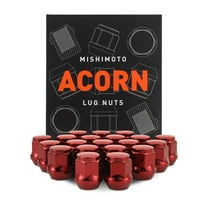 Mishimoto Steel Lug Nuts, M12x1.5, Acorn Seat, 20pc Set, Red