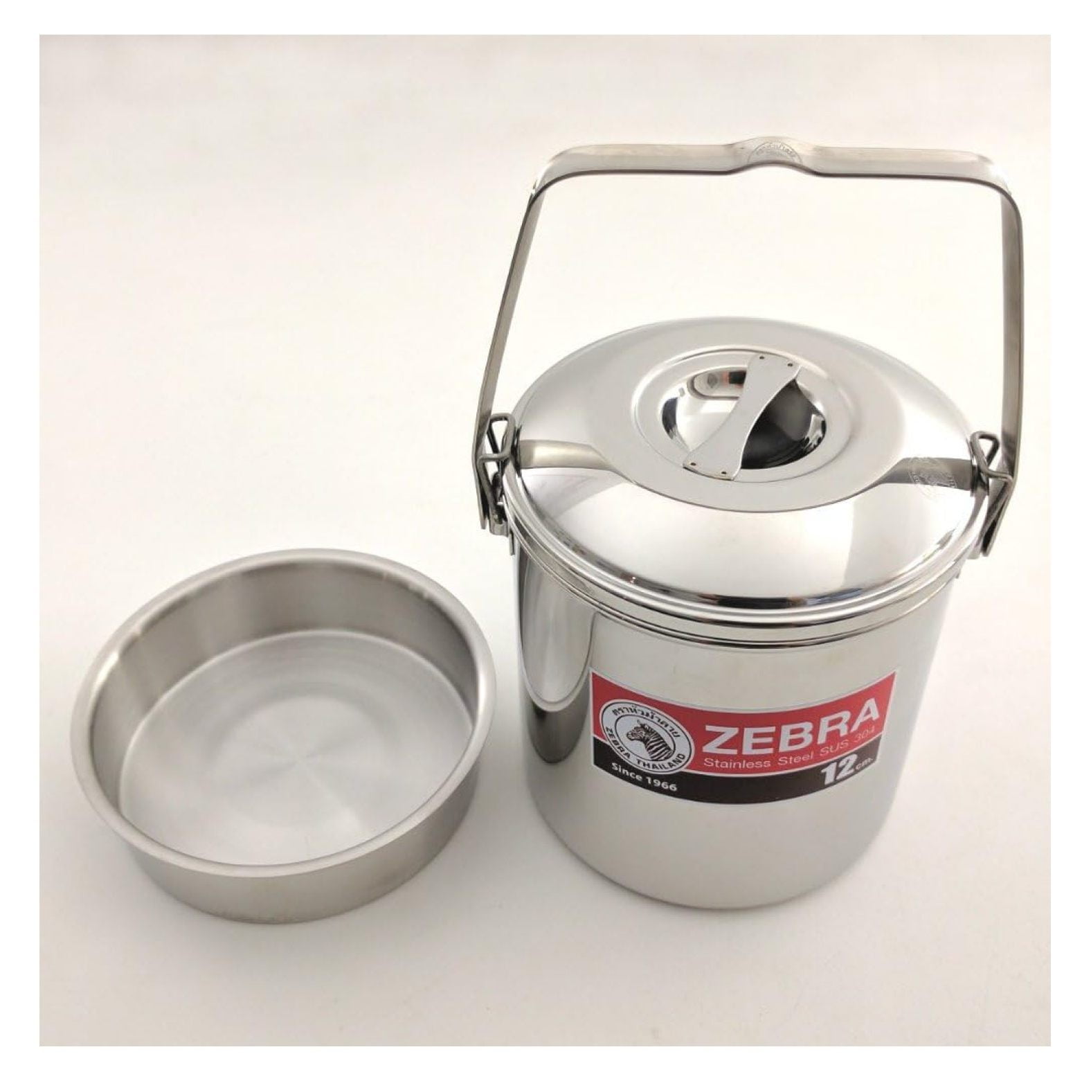 Locking Bail Handle Camping Pot, Billy Can Bushcraft Kit - Zebra Loop Handle Pot SS Handle Clips (Installed)