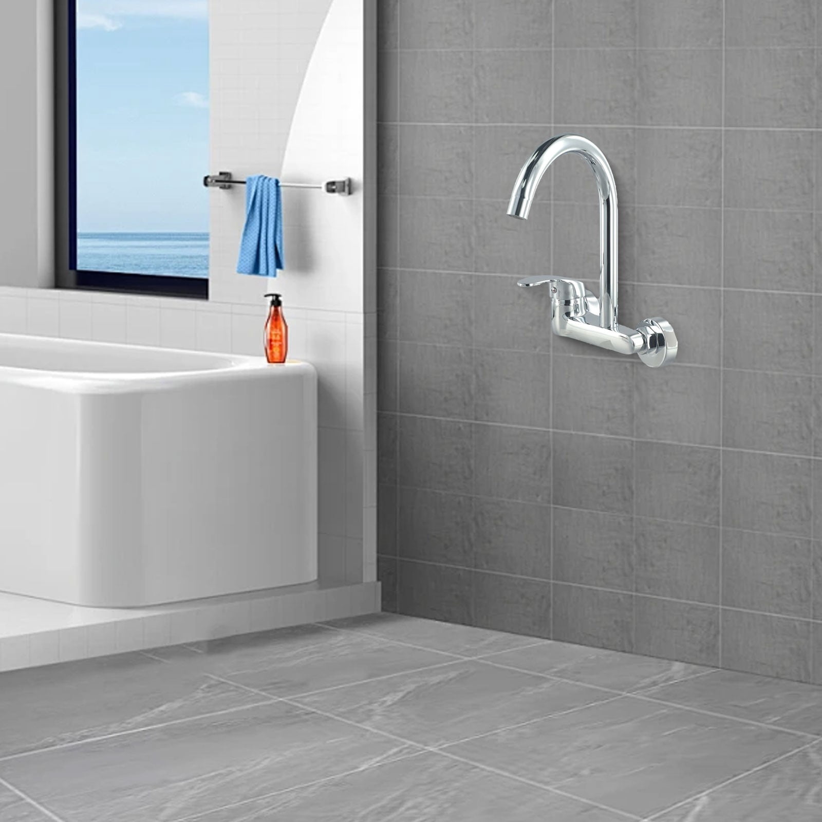 Wall Mounted Cold Hot Water Faucet Brass Chrome Sink Basin Mixer Tap Easy Installation Long lasting Performance Smile Home