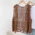 thumbnail image 2 of Yubnlvae Coffee Women's Crochet Top Lace Vest Crewneck Crochet Hollow Out Cover up Summer Going Out Tops, One Size, 2 of 3