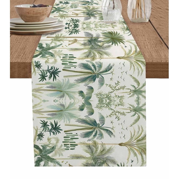 Boanket Green Palm Trees Table Runner - 60 Inch Long, Kitchen Dining Table Runner Dresser Scarves, Tropical Summer Botanical Farmhouse Decor for Coffee Tables Wedding Party Banquet
