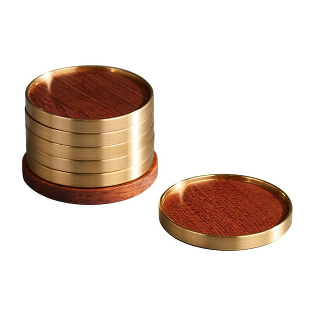 Posavasos de madera multiusos, resistentes al calor, ligeros, para el hogar, 6 unidades Rojo