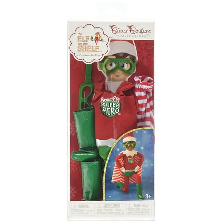 Clearance Elf On The Shelf Elf on the Shelf Claus Couture Scout Elf Super Hero Winter Toy Set, Red/Green By The Elf on the Shelf ()