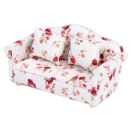 Odoria Canapé de maison de poupée miniature – Canapé rembourré à l'échelle 1/12 pour salon moderne et chambre à coucher – Mini canapé chaise longue en bois vert