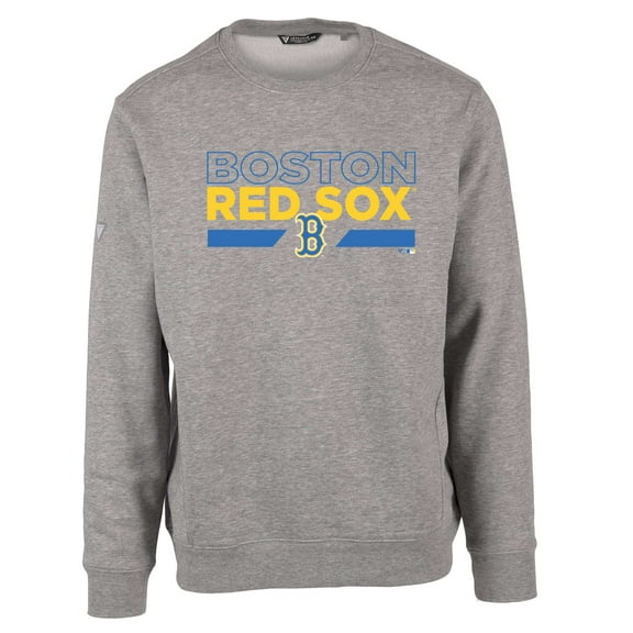 Men's Levelwear Heather Gray Boston Red Sox City Connect Zane No Hitter Pullover Sweatshirt