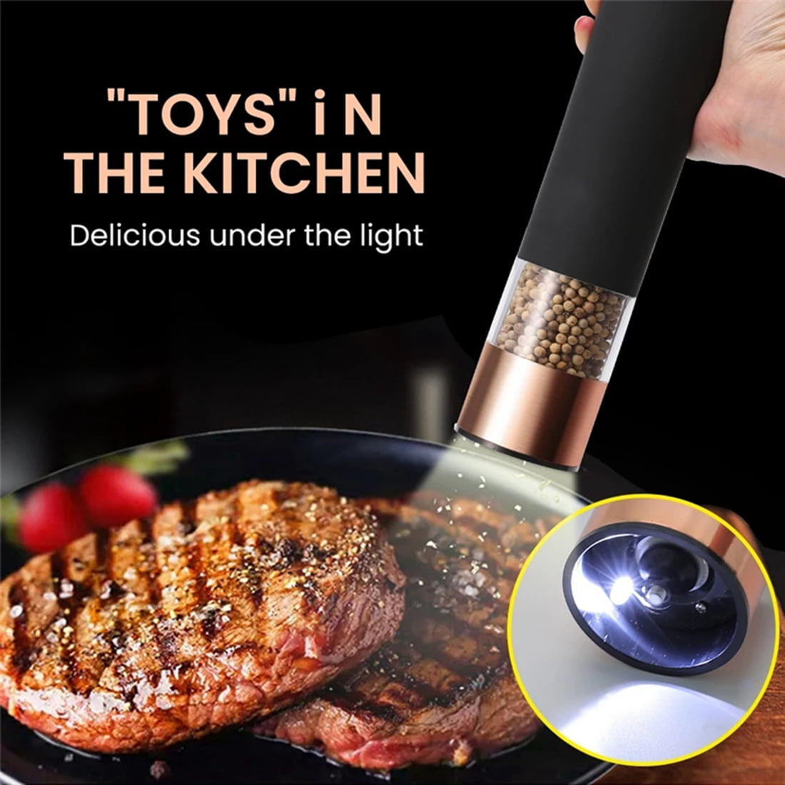 2Pcs Automatic Salt Pepper Grinder Electric Spice Mill Battery Powered Adjustable Coarseness Pepper Mill Kitchen -White