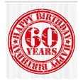 thumbnail image 3 of Ambesonne 60th Birthday Shower Curtain, Birthday Stamp Slogan, 69"Wx84"L, White Red, 3 of 3