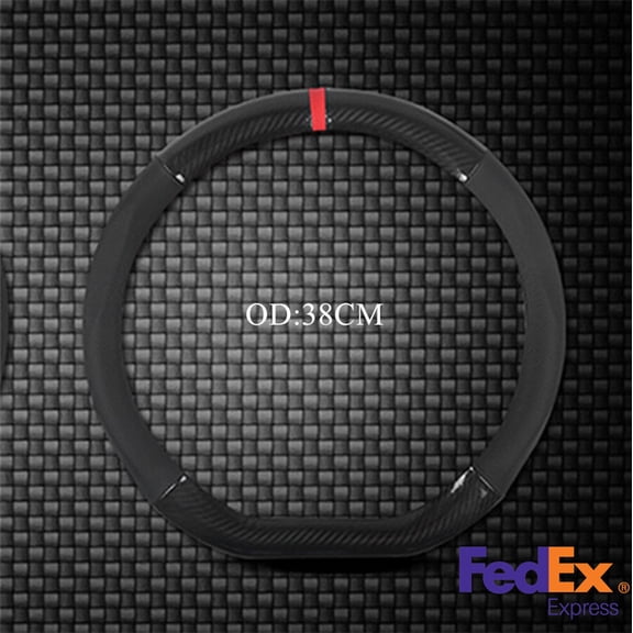 Black & Glossy Carbin Fiber Look Car Steering Wheel Cover Interior Decoration