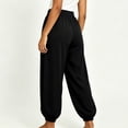 thumbnail image 6 of Plus Size Women's Polyester High Waist Loose Jogger Pants, Breathable Cuffed Ankle Side Pocket Trousers, Relaxed Loungewear Bottoms for Travel Daily Errands | TruHer,Black 2XL, 6 of 7