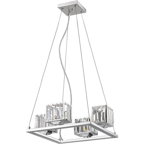 TRILLUMINATE Contemporary 4 Light Chrome Finish Crystal Shade Mini Chandelier
