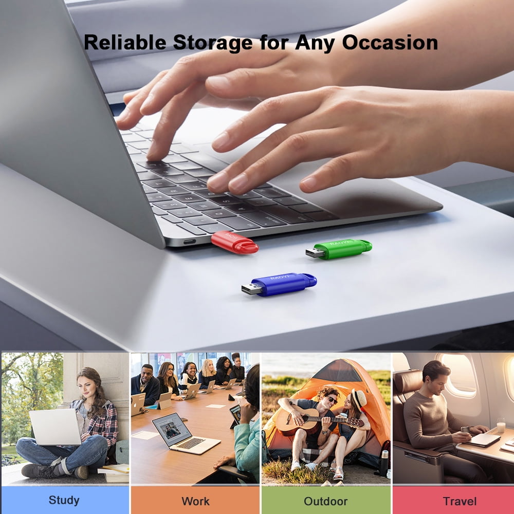 USB Flash Drive 32G 3 Pack, RAOYI Thumb Drive Retractable USB 2.0 Memory Stick Jump Drives 3 Colors
