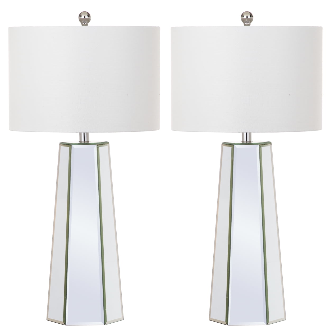 SAFAVIEH Janice 31.5 in. H Mirrored Column Table Lamp, Clear, Set of 2
