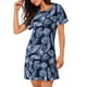 thumbnail image 2 of Fotbe Tropical Leaves Bata de Dormir para Mujer con Estampado, Camisón de Algodón de Manga Corta, Ropa de Dormir Casual, 2 of 6