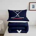 thumbnail image 4 of Ice Hockey Comforter Set,Abstract White Hockey Stick Bedding Men Room Decor,Ball Sports Gaming Quilt Modern Navy Blue Duvet Insert, 4 of 6