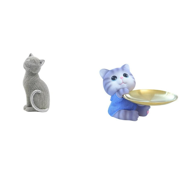 Estatua De Gato De Resina, Figura Decorativa, Bandeja Coleccionable, Escultura De Animal Para Entrada, Estantería, Sala De Estar, Dormitorio, Mesa De Comedor, Armario, Estante, Joyería,