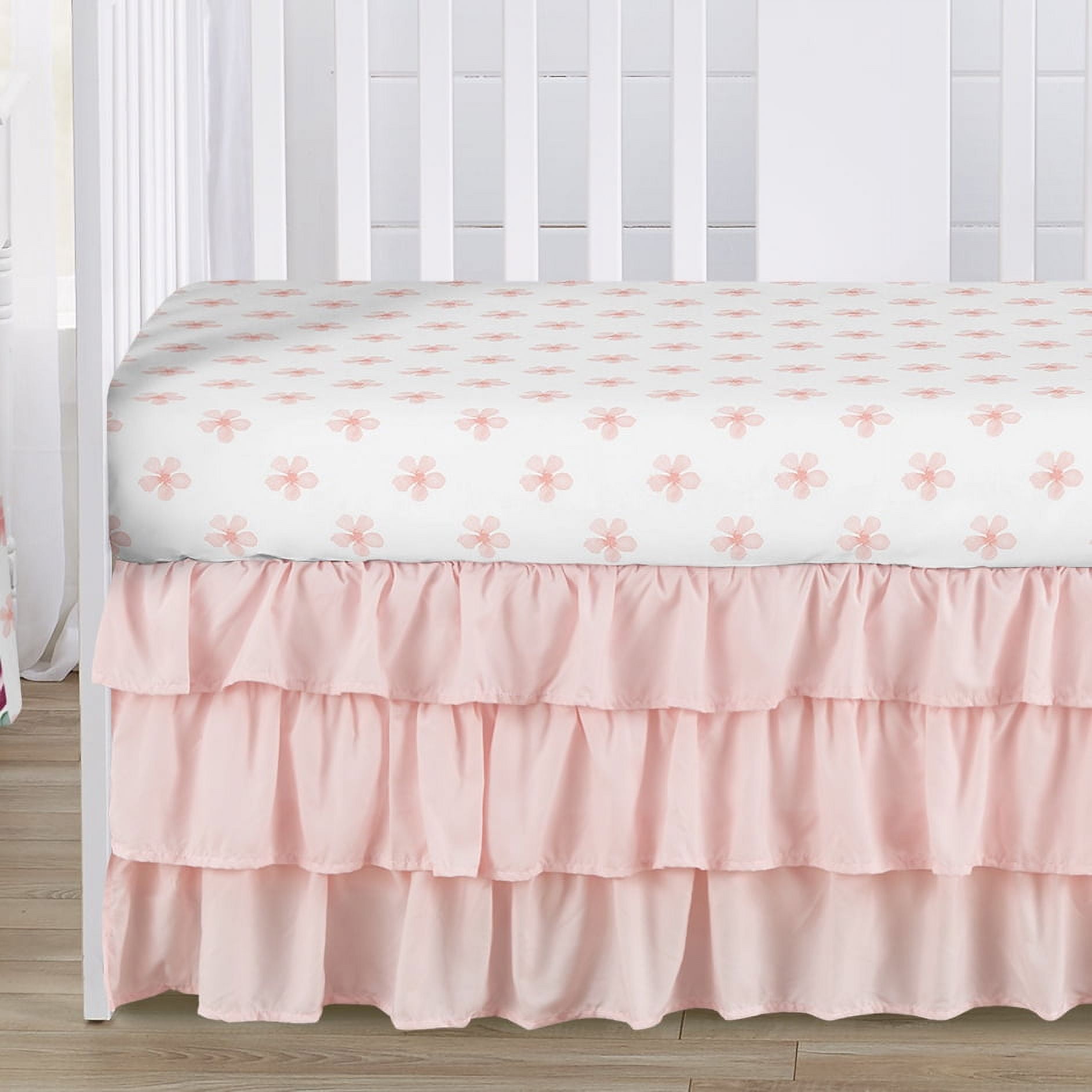 Watercolor Floral Burgundy Wine and Pink 4 Piece Crib Bedding Set