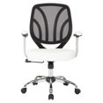 thumbnail image 2 of Screen Back Chair  in White Faux Leather with Chrome Padded Arms, 2 of 5
